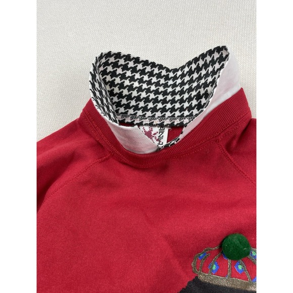 EZL Scotty Red Women's Sweatshirt Top Size L/XL Red Collard Fleece Cotton Blend - Picture 9 of 9